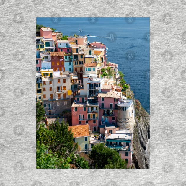 View on the cliff town of Manarola, one of the colorful Cinque Terre on the Italian west coast by Dolfilms